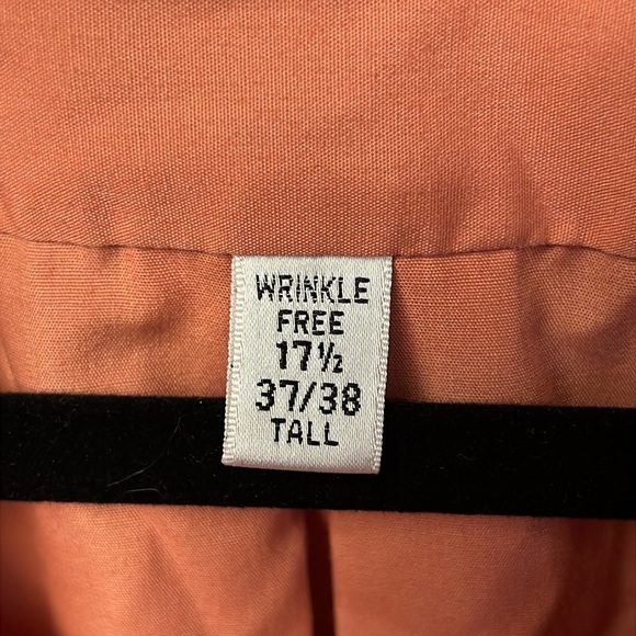 Van Heusen Poplin Mens Coral Button-Up Shirt 17 1/2 37/38 Tall Ling Sleeve Event - Picture 3 of 7